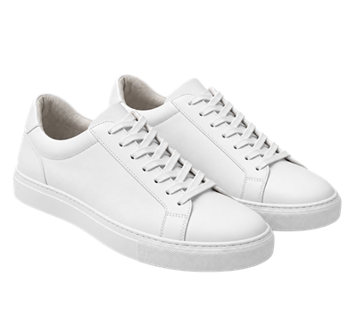 A pair of white lace-up sneakers